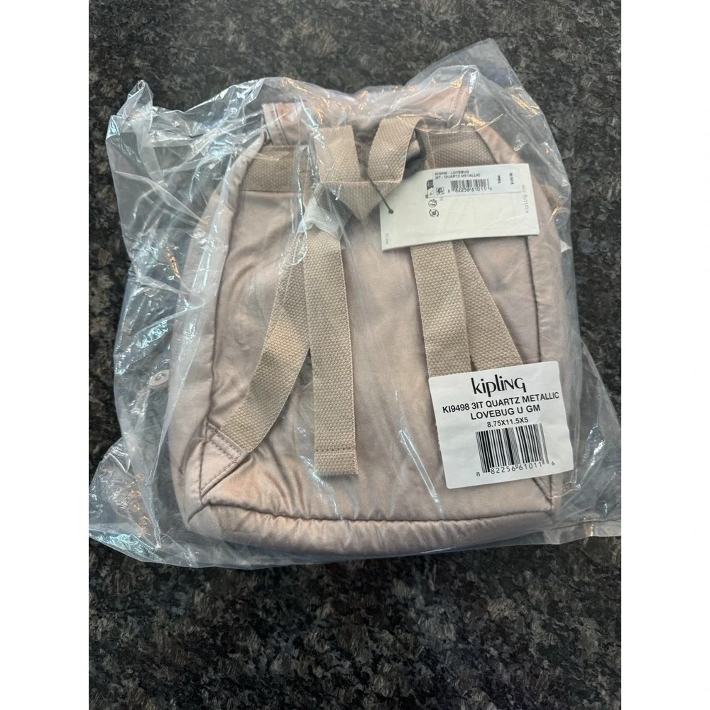 NWT‎ Kipling BP4030 Lovebug Travel Small Backpack Polyamide Quartz Metallic $109